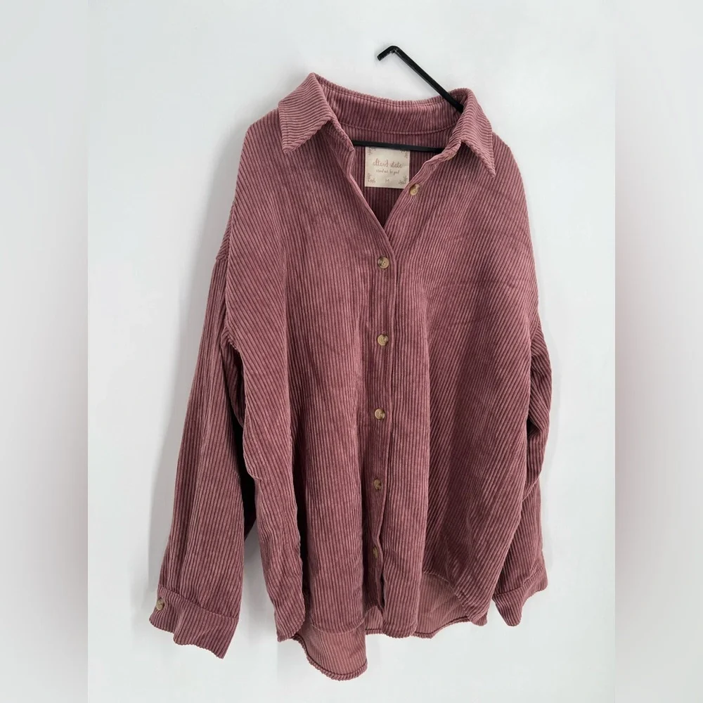 Altar’d State Oversized Corduroy Button Down Shirt Shacket - Picture 4 of 7